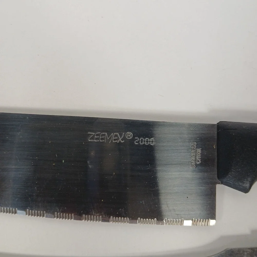 Zeemax 2000 Stainless Steel 8 Pc Kitchen Knife Set W/ Black Handles Serrated Vtg
